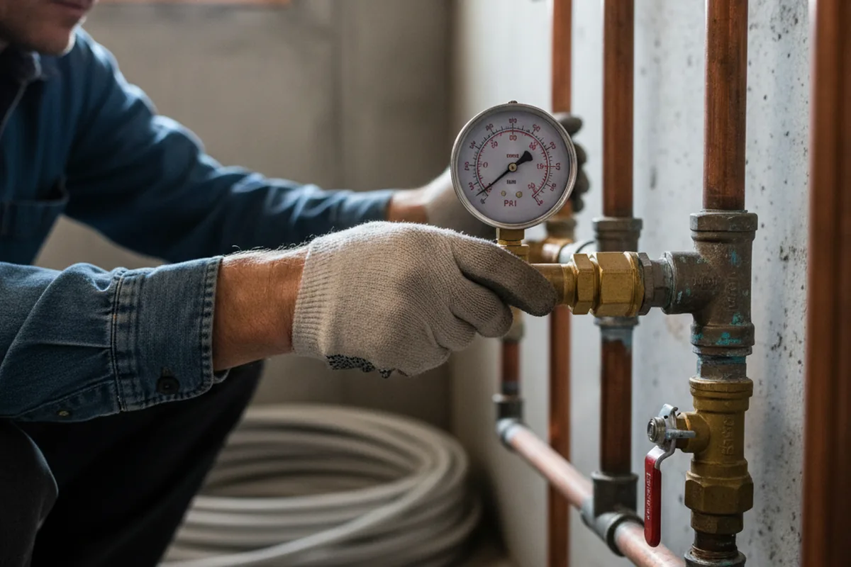 Pressure testing a repaired line during Water Line Repair in Duncansville